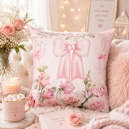 Pink Bow Princess Pillow